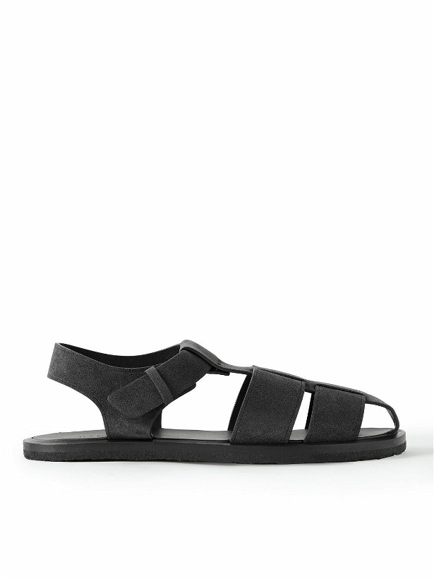 Photo: The Row - Fisherman Suede Sandals - Black