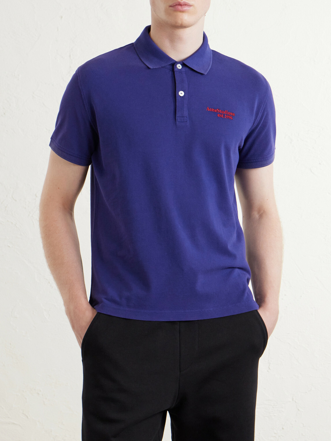 Acne Studios - Logo-Embroidered Cotton-Piqué Polo Shirt - Blue