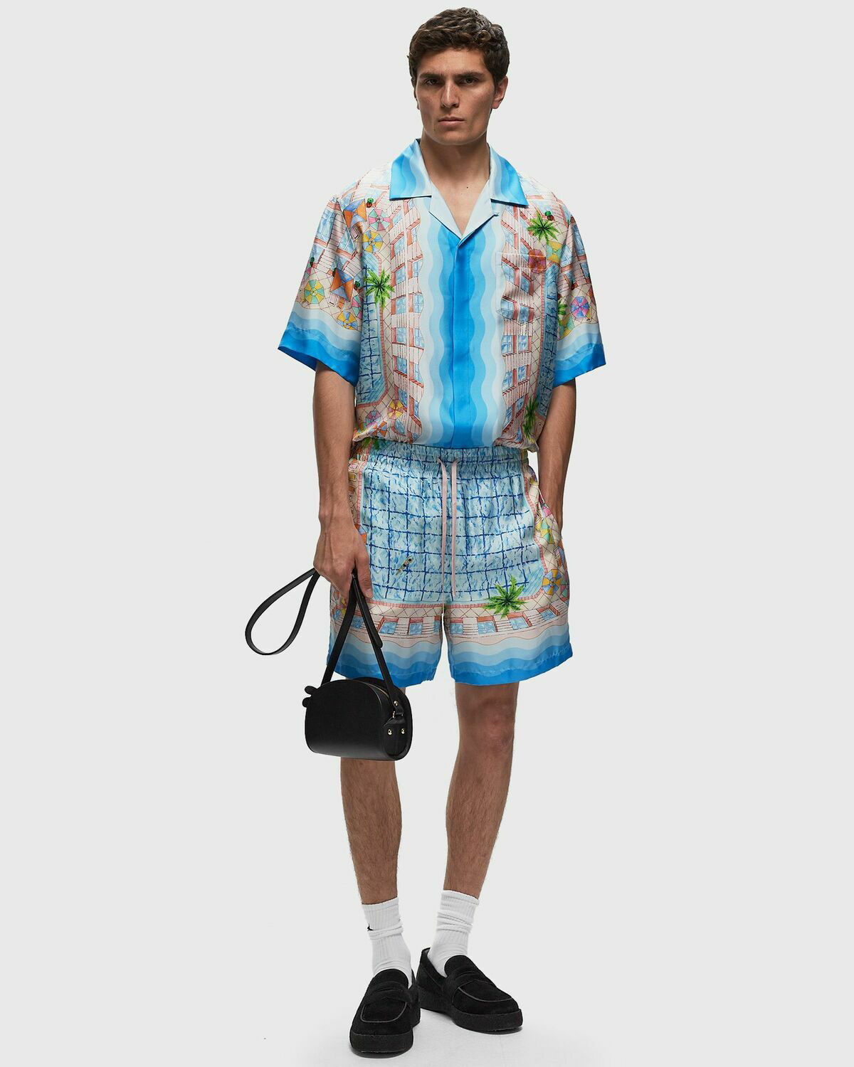 Casablanca Silk Shorts With Drawstrings Blue Casual Shorts