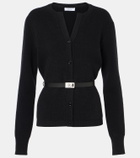 Ferragamo Leather-trimmed belted cardigan
