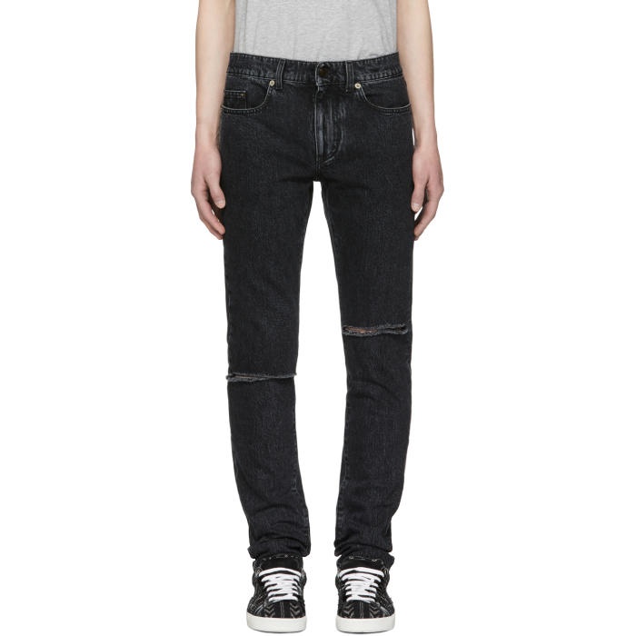 Photo: Saint Laurent Black Skinny Trash Jeans