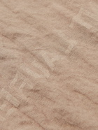 SAINT LAURENT - Logo-Print Crinkled Cotton-Blend Jersey T-Shirt - Brown