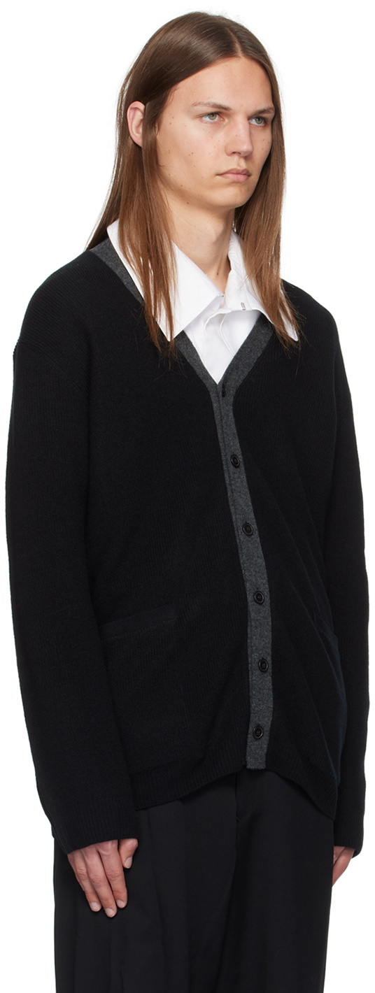 Y's For Men Black Color Blocking Cardigan