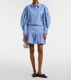Ganni Striped cotton poplin miniskirt