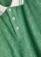DRÔLE DE Monsieur Mono Jacquard Towelling Cotton Polo Shirt Green