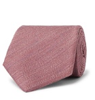 Bigi - 8cm Herringbone Silk and Linen-Blend Tie - Pink