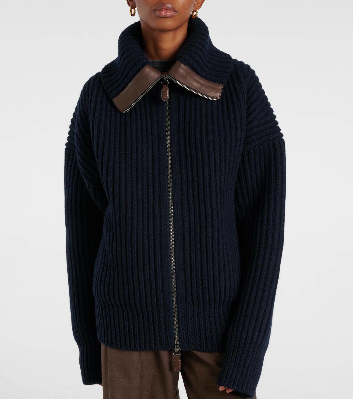 Tod's Leather-trimmed virgin wool jacket