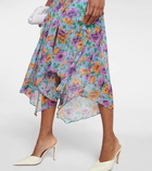 Veronica Beard Eleonora floral silk midi skirt