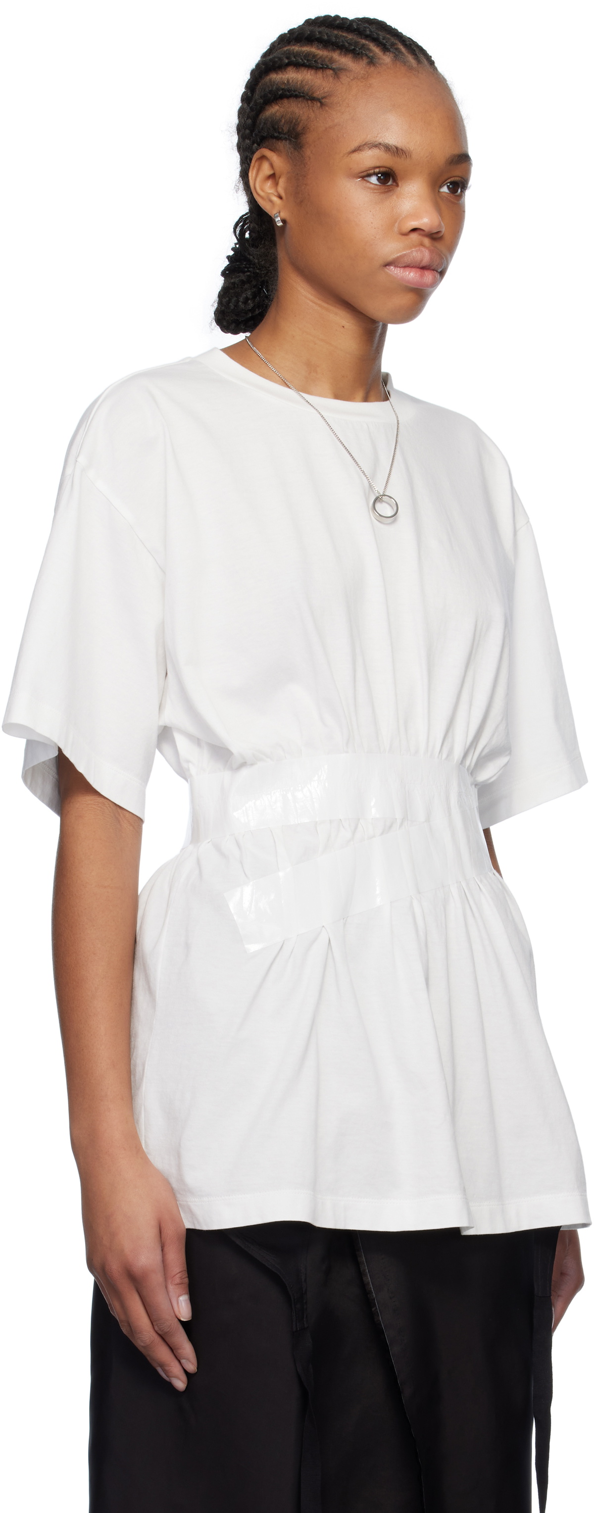 MM6 Maison Margiela White Taped Jersey T-shirt MM6 Maison Margiela