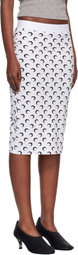 Marine Serre White Moon Printed Jersey Knee Length Midi Skirt