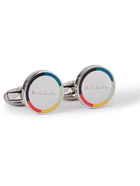 PAUL SMITH - Logo-Engraved Silver-Tone and Enamel Cufflinks