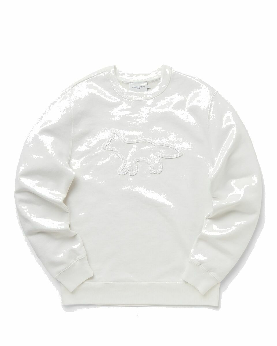 Photo: Maison Kitsune Contour Fox Patch Regular Sweatshirt White - Mens - Sweatshirts