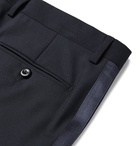 Rubinacci - Slim-Fit Satin-Trimmed Virgin Wool Tuxedo Trousers - Blue