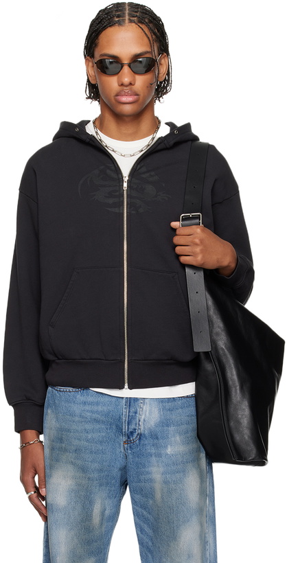 Photo: Still Kelly Black Printed-Graphic Hoodie
