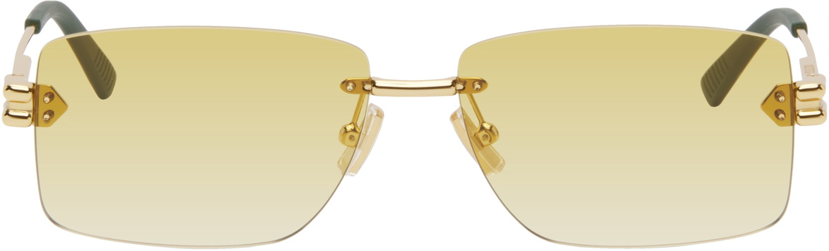 Bottega Veneta Gold Lock Rectangular Sunglasses Bottega Veneta
