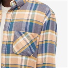 Portuguese Flannel Men's Sussu Button Down Check Shirt in Peach