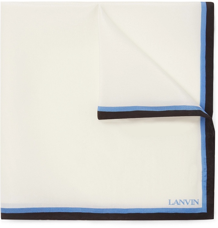Photo: Lanvin - Contrast-Tipped Silk Pocket Square - White