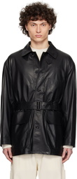 YLÈVE Black Glove Coverall Leather Jacket