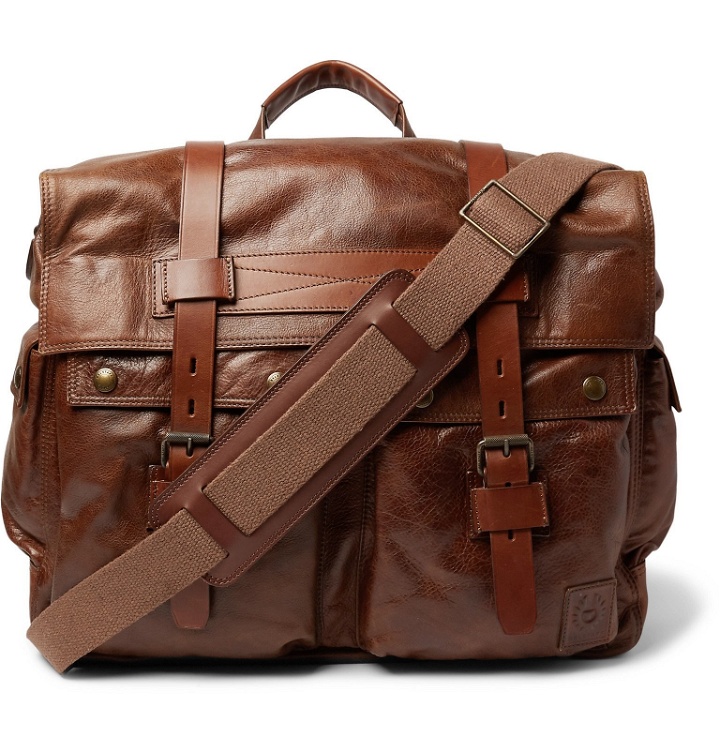 Photo: Belstaff - Waxed-Leather Messenger Bag - Brown