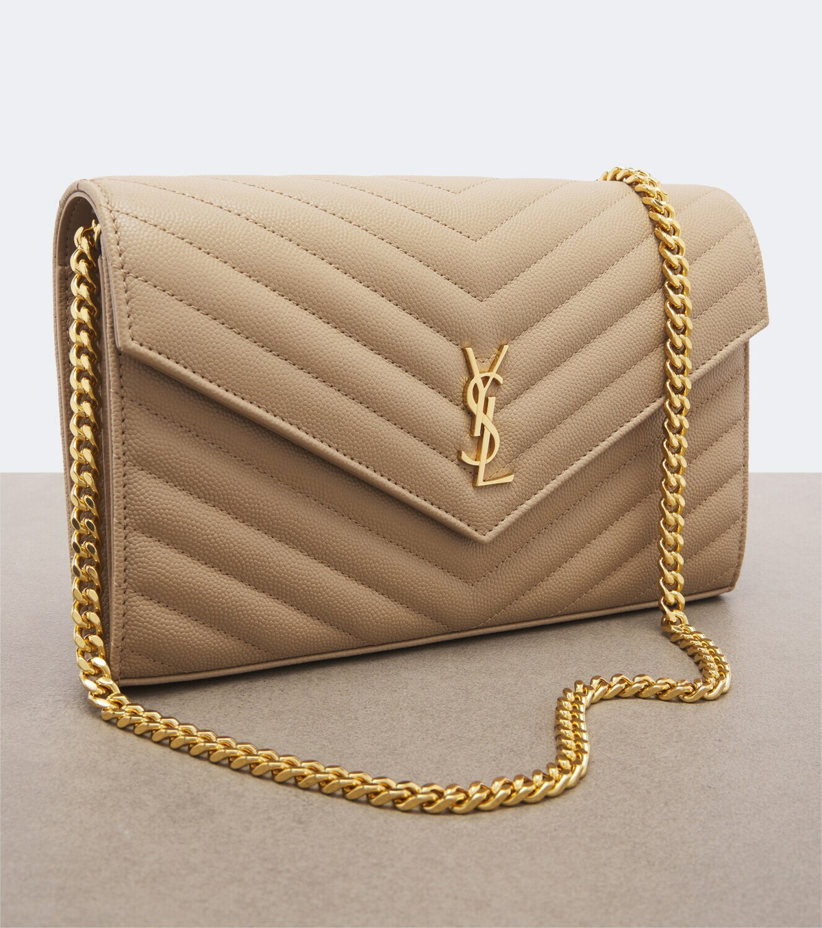 Saint Laurent Cassandre matelassé leather wallet on chain