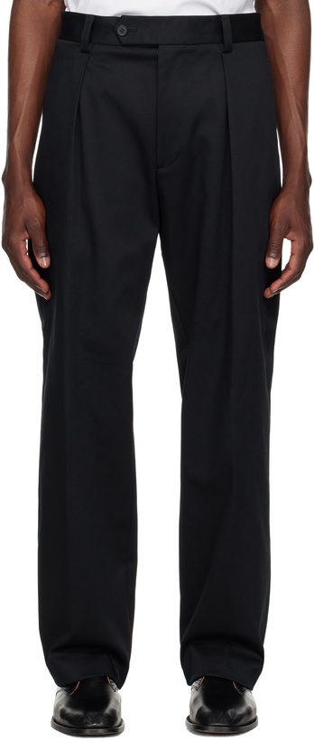Photo: BOSS Navy Zip Stretch Cotton Trousers