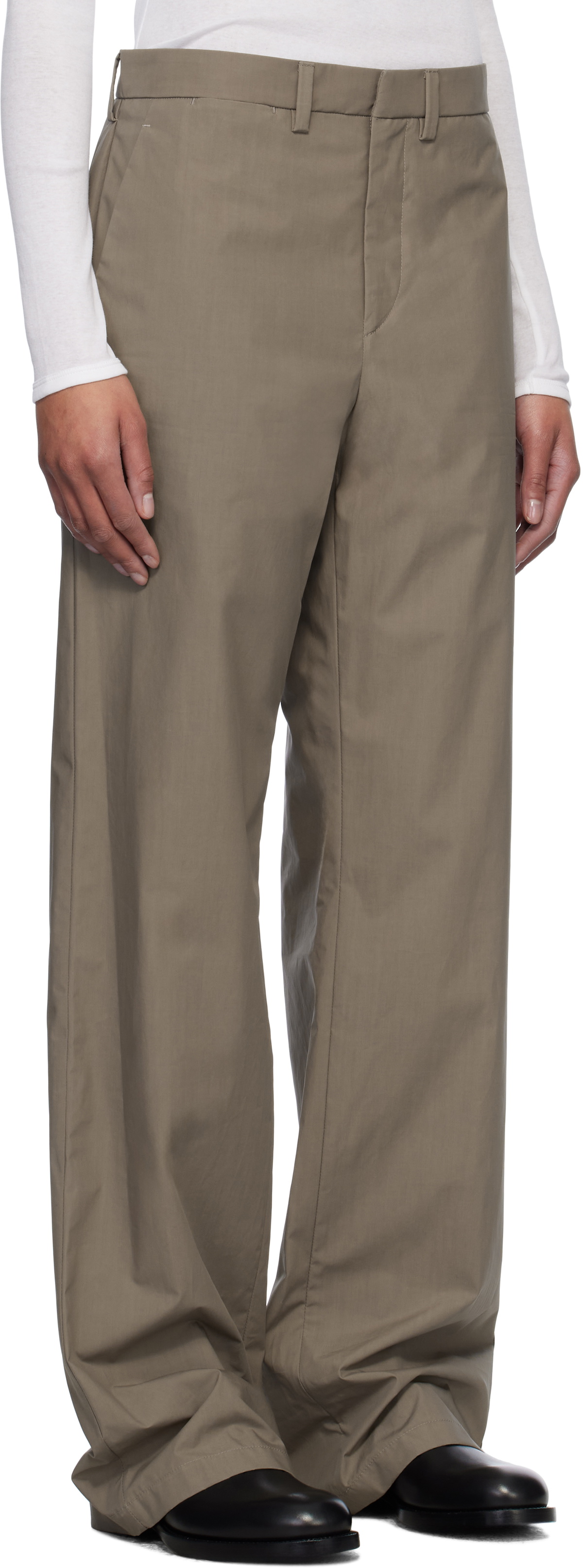 Rier Taupe Poplin Waxed Trousers