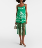 Camilla Embellished embroidered fringed silk minidress