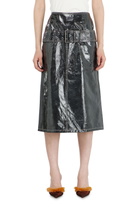 Diesel Patent-leather midi skirt with belt - Skirts Womens in Grey
