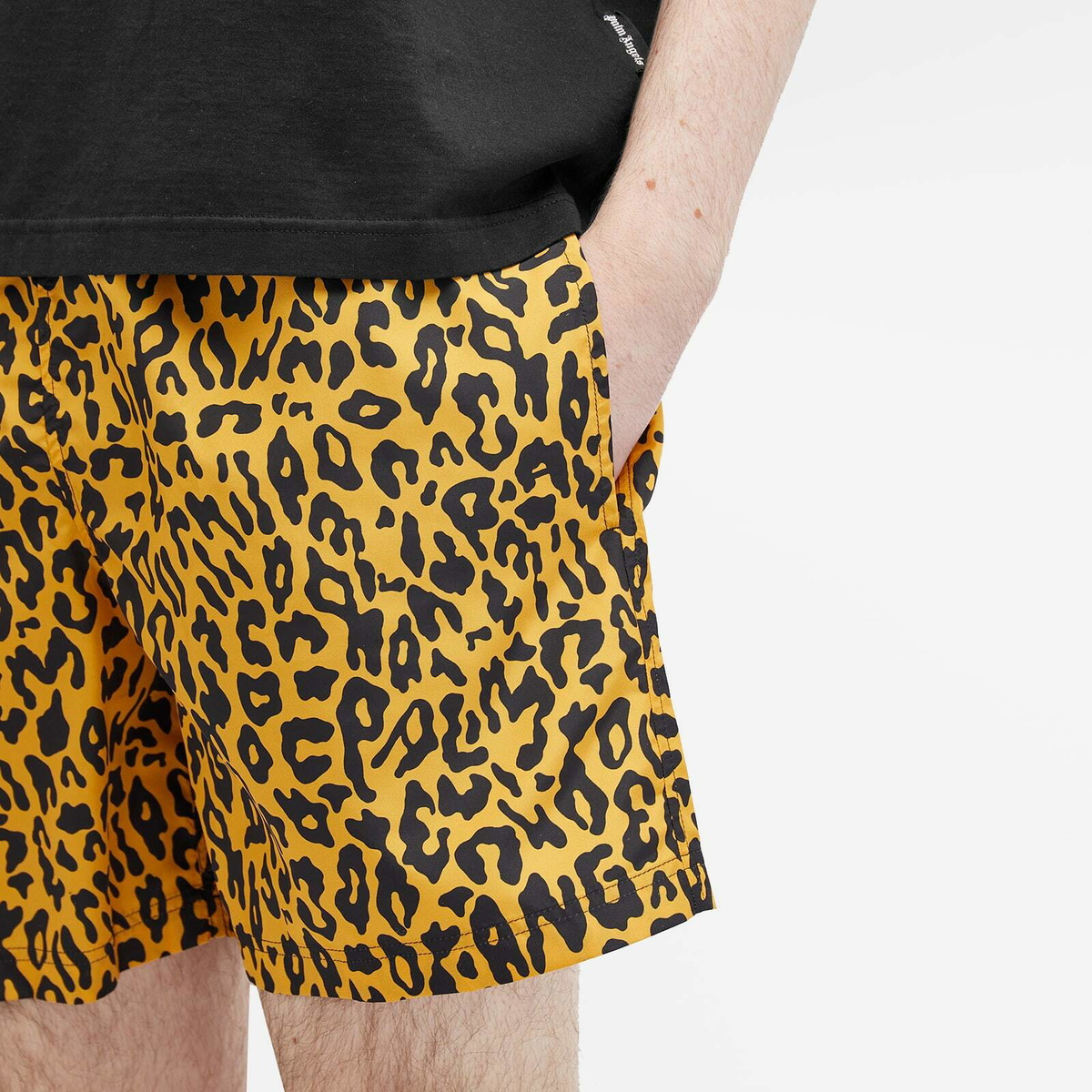 Palm Angels Men's Leopard Swim Shorts in Orange