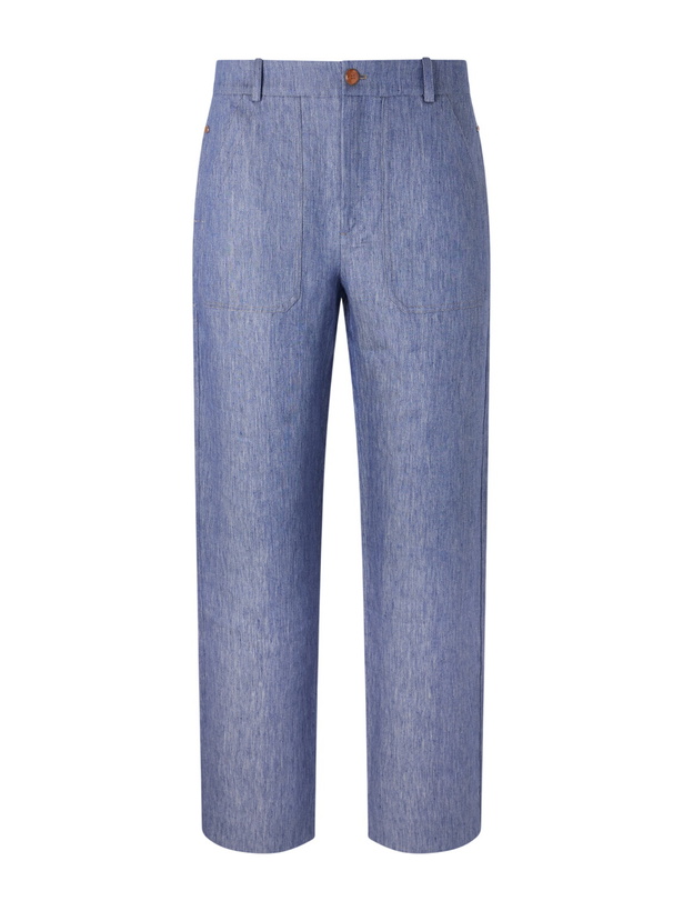 Photo: God's True Cashmere - Wide-Leg Linen Trousers - Blue