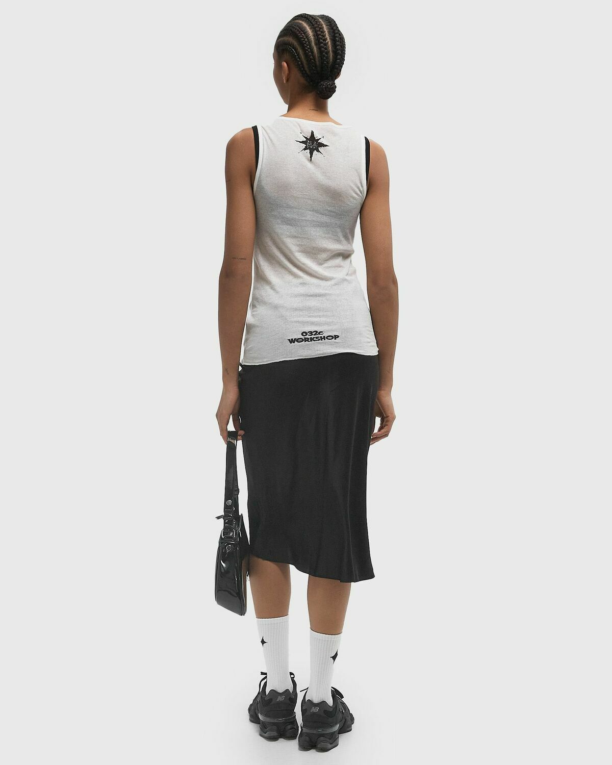 032c BLACK SUN FINE RIB TANK TOP White Womens Tops & Tank