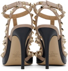 Valentino Garavani Taupe & Navy Rockstud Caged 100mm Heels