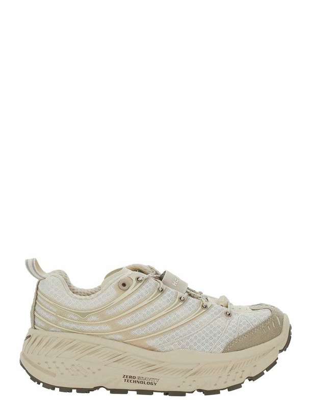 Photo: Hoka stinson Evo Og Beige Sneakers With Drawstring Closure And Logo Patch On The Tongue In Tech Fabric Unisex