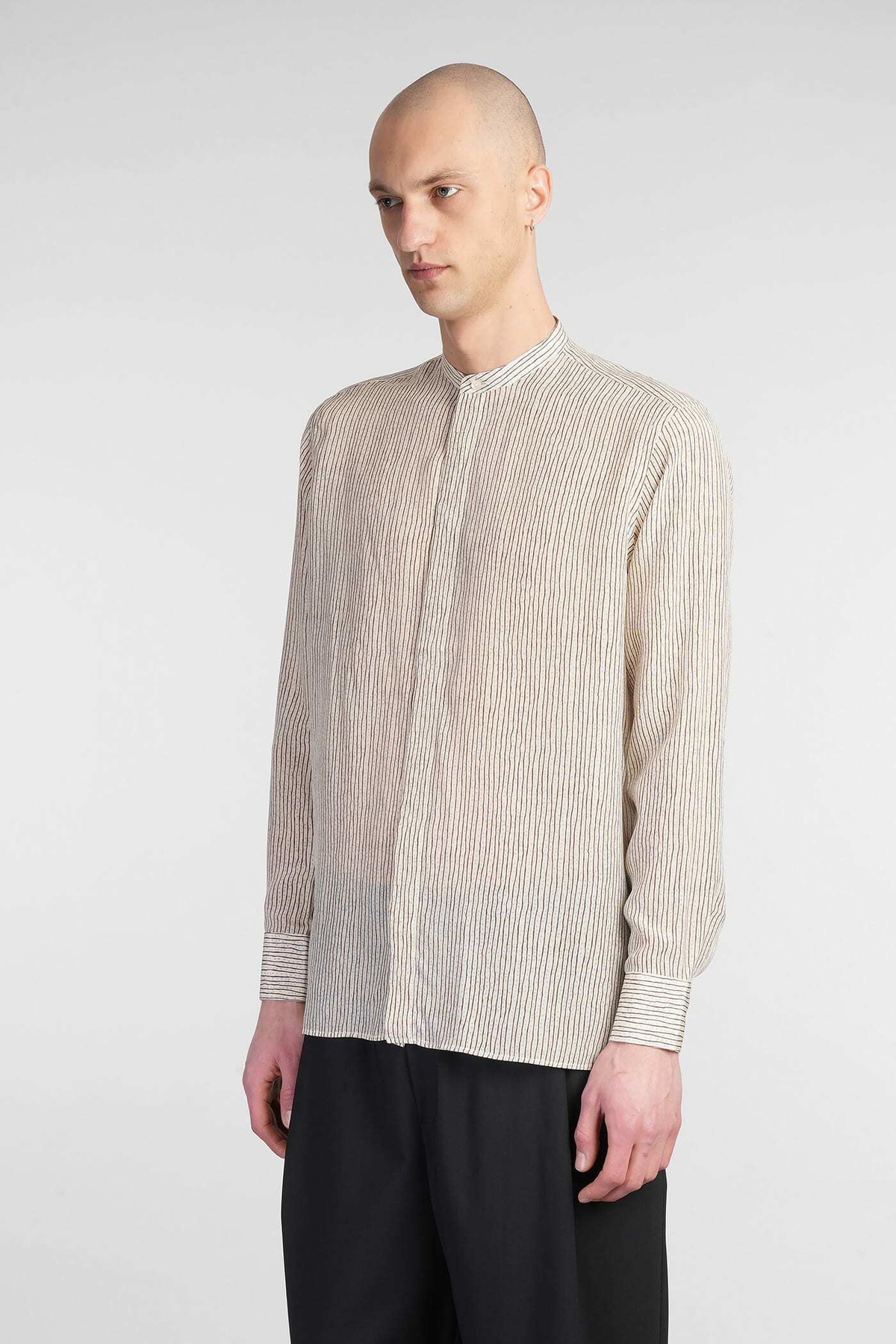 Laneus Shirt In Beige Silk