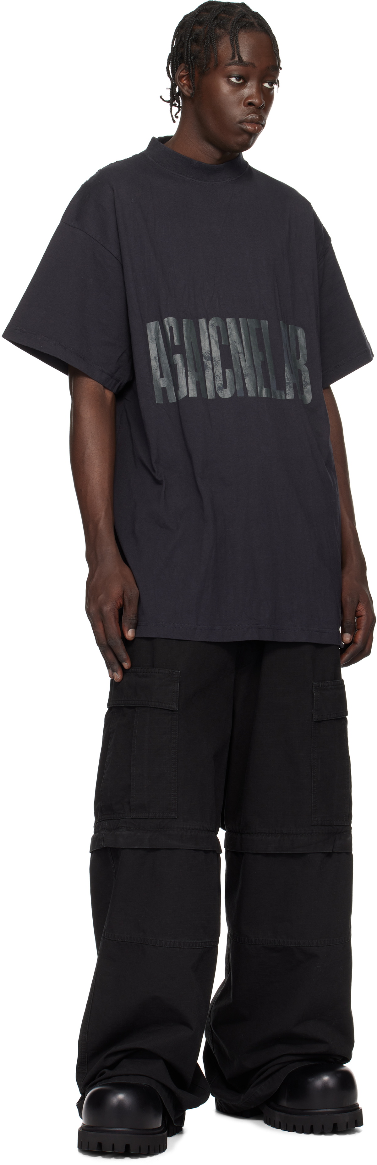 【BALENCIAGA】ブラック Agaicnelab オーバーサイズ Tシャツ Balenciaga Black 'Agaicnelab' Oversized T-shirt Balenciaga
