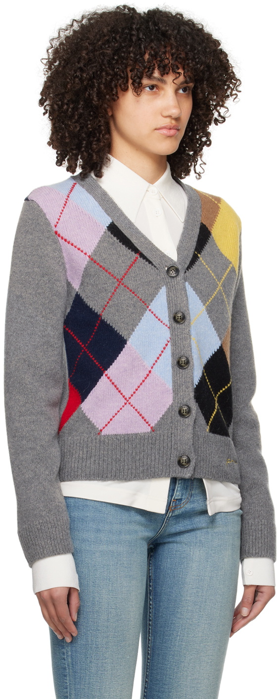 GANNI Gray Harlequin Cardigan GANNI