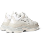 Balenciaga - Triple S Clear Sole Mesh, Nubuck and Leather Sneakers - Men - White