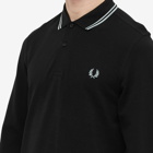 Fred Perry Authentic Men's Long Sleeve Twin Tipped Polo Shirt in Black/Silver Blue