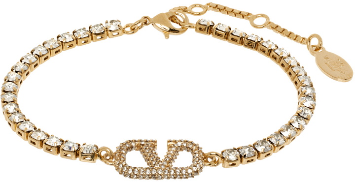 Photo: Valentino Garavani Gold VLogo Signature Crystal Bracelet