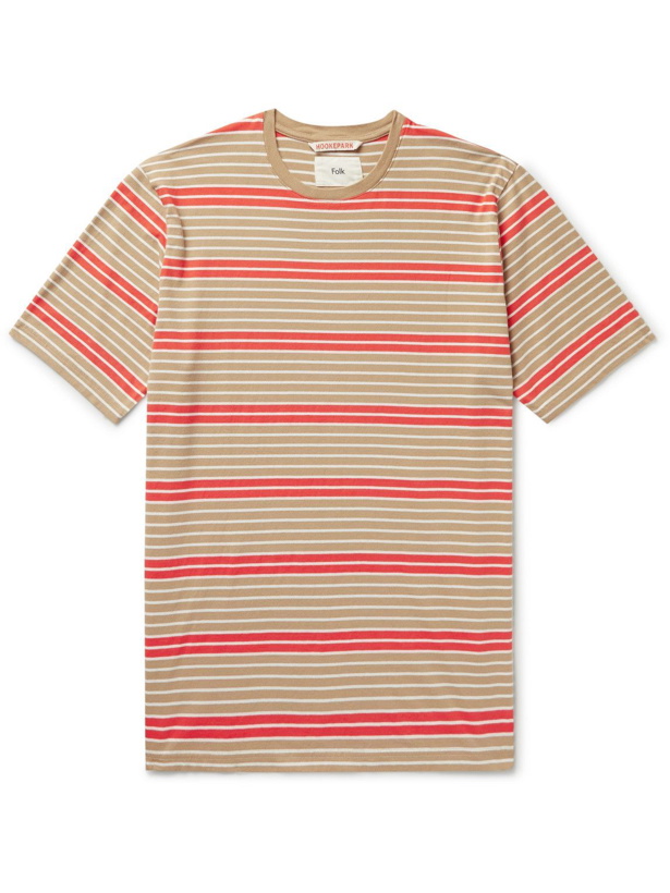 Photo: Folk - Striped Cotton-Jersey T-Shirt - Brown