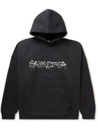 Balenciaga - Logo-Print Cotton-Blend Jersey Hoodie - Black