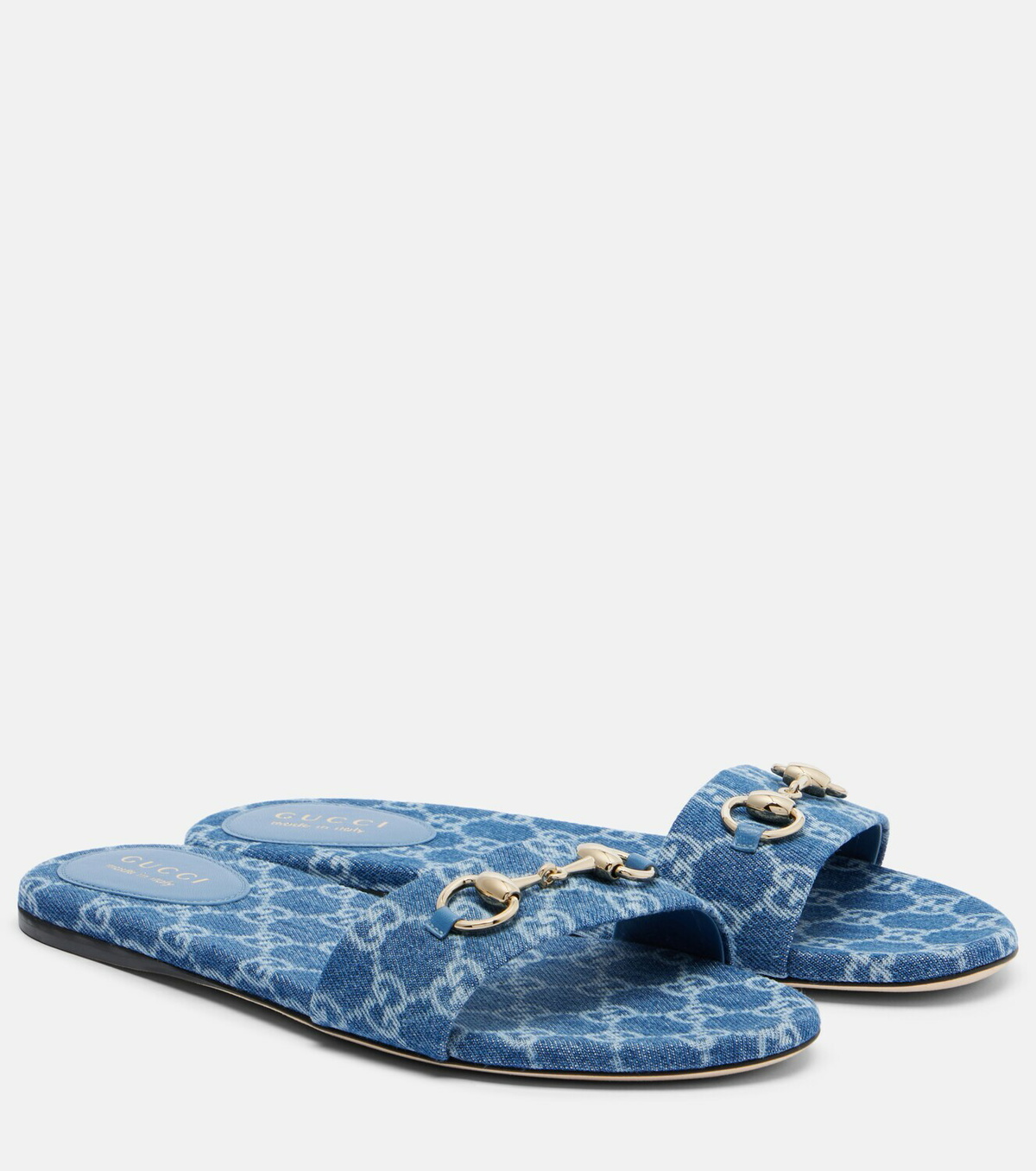 Gucci Horsebit GG denim slides