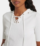 Max Mara Ribbed-knit lace-up top