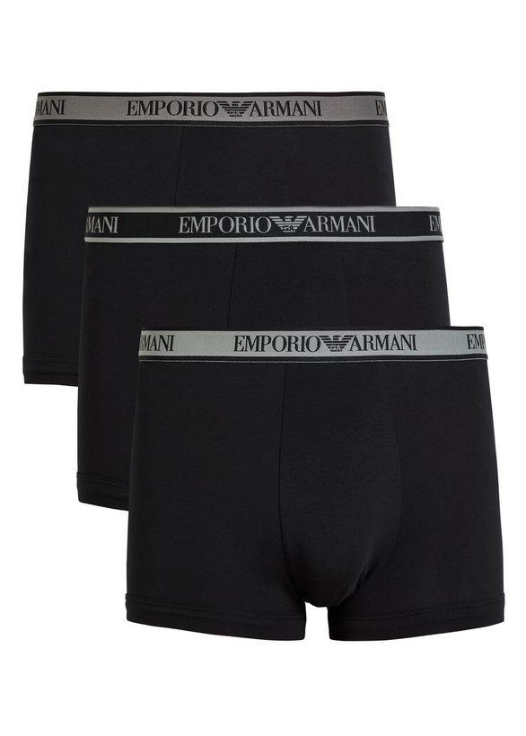 Photo: Emporio Armani Logo Stetch-cotton Trunks set of Three Black