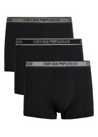 Emporio Armani Logo Stetch-cotton Trunks set of Three Black