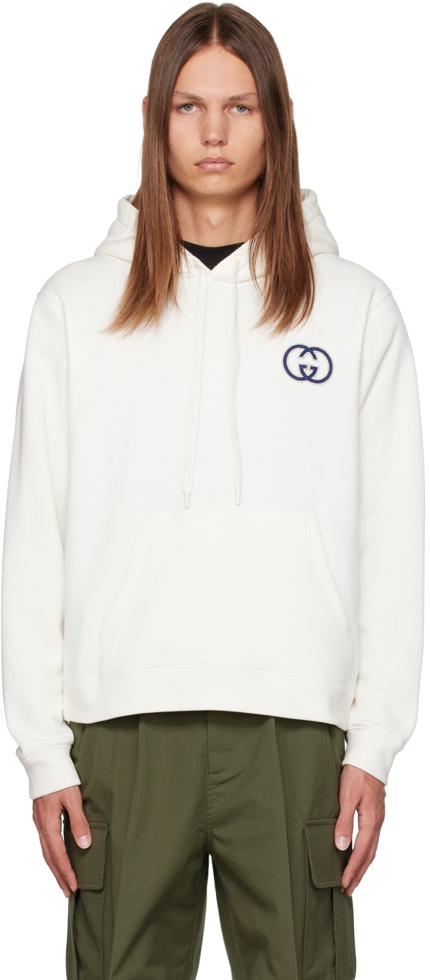 Off-White Felted Cotton Jersey Hooded Sweatshirt With Interlocking G