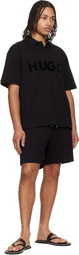 Hugo Black Oversize-Fit Contrast Logo Polo