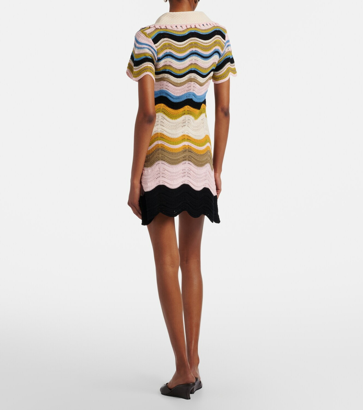 La DoubleJ Chevron crochet cotton polo dress