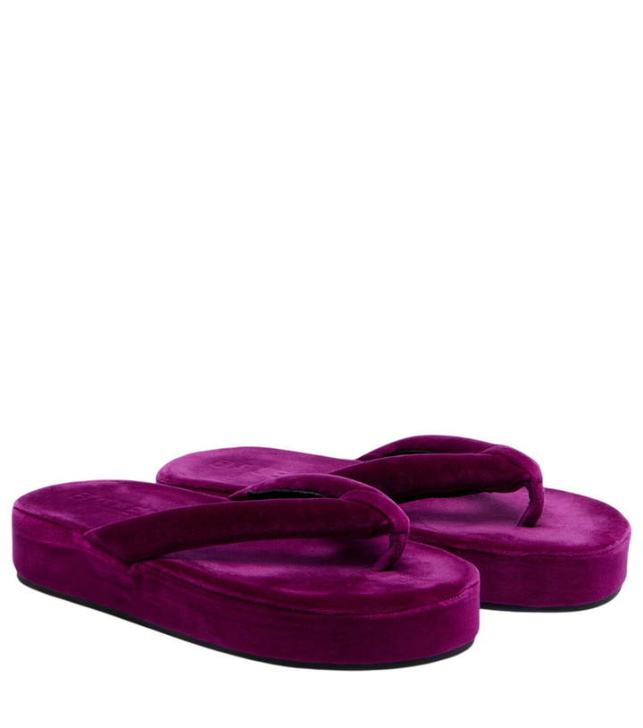 Photo: Balenciaga Jet Lag velvet platform thong sandals