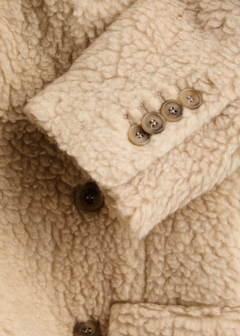 Giuseppe DI Morabito Double-breasted Faux Shearling Coat Beige